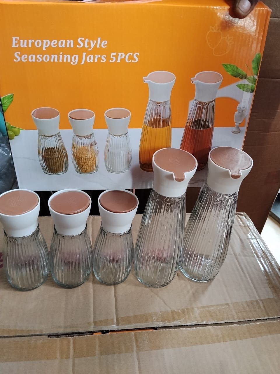 5pcs European-Style Oil Pot & Seasoning Jar Set